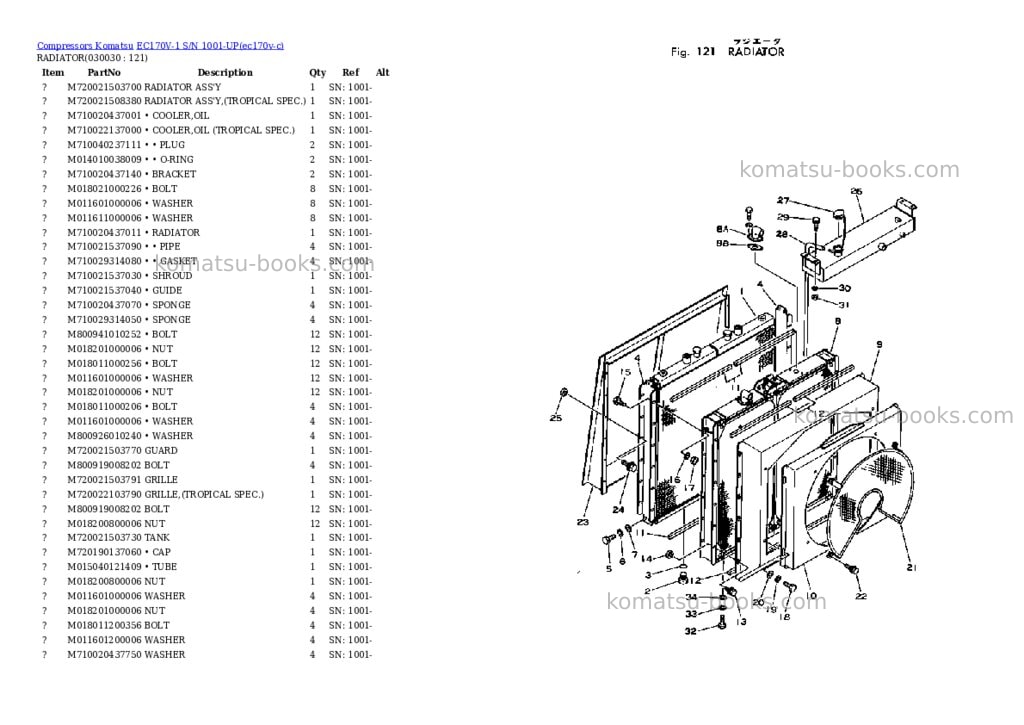 Komatsu ec170v-1 s/n 1001-up Parts catalog cover Page 2