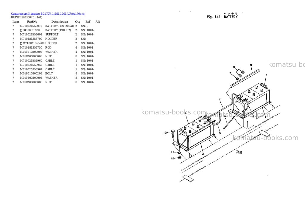 Komatsu ec170v-1 s/n 1001-up Parts catalog cover Page 6