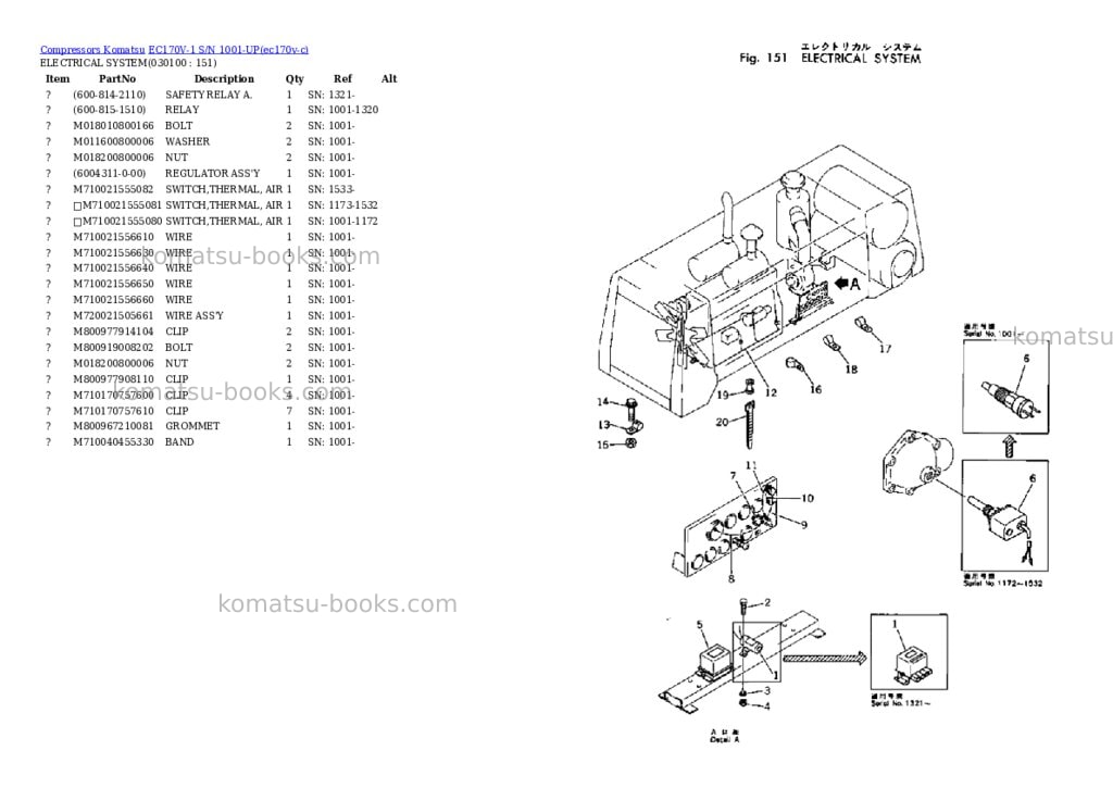 Komatsu ec170v-1 s/n 1001-up Parts catalog cover Page 9