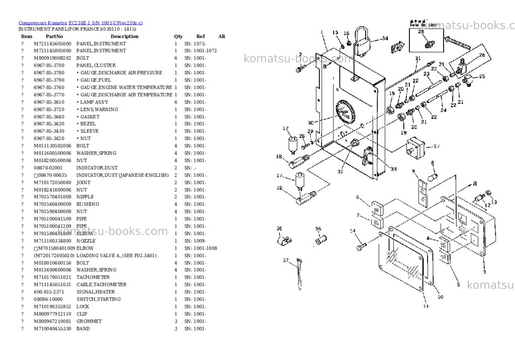 Komatsu ec210z-1 s/n 1001-up Parts catalog cover Page 10