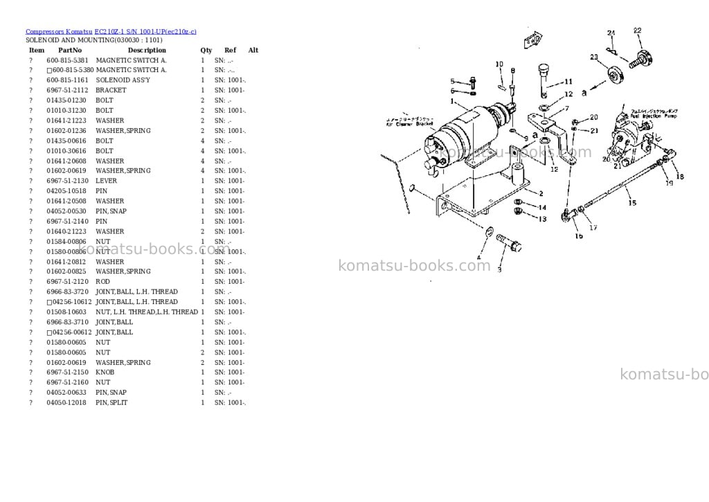Komatsu ec210z-1 s/n 1001-up Parts catalog cover Page 2