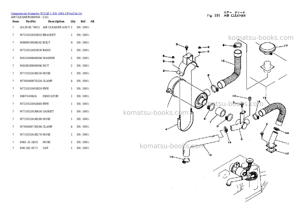 Komatsu ec25z-1 s/n 1001-up Parts catalog cover Page 10