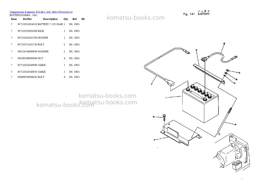 Komatsu ec25z-1 s/n 1001-up Parts catalog cover Page 3