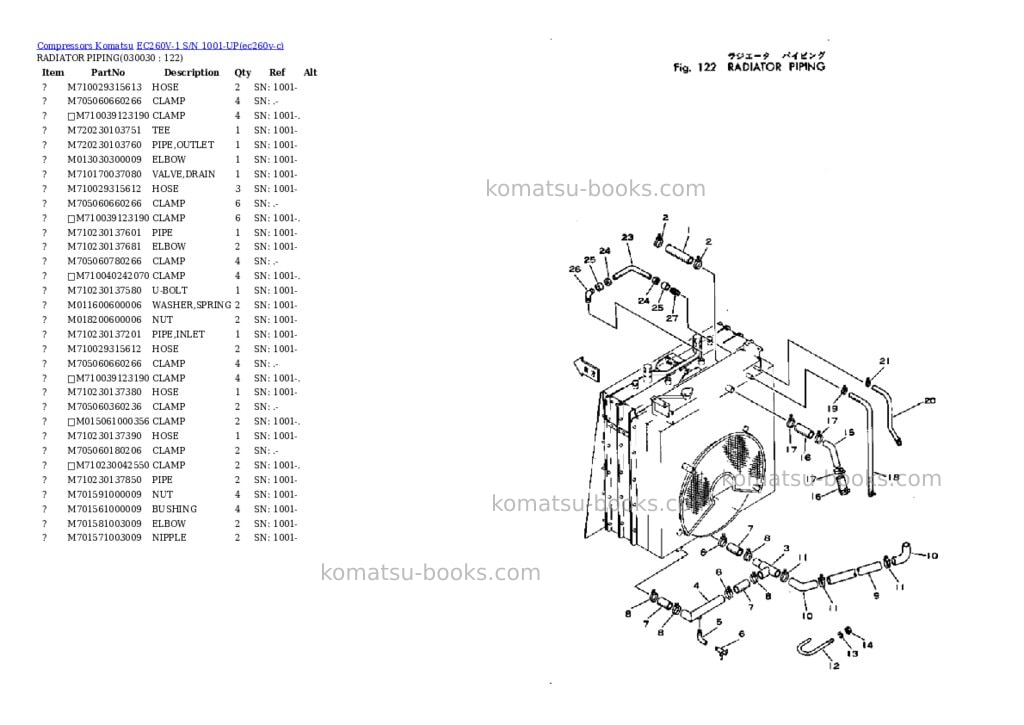 Komatsu ec260v-1 s/n 1001-up Parts catalog cover Page 2 Komatsu ec260v-1 s/n 1001-up Parts catalog cover Page 2
