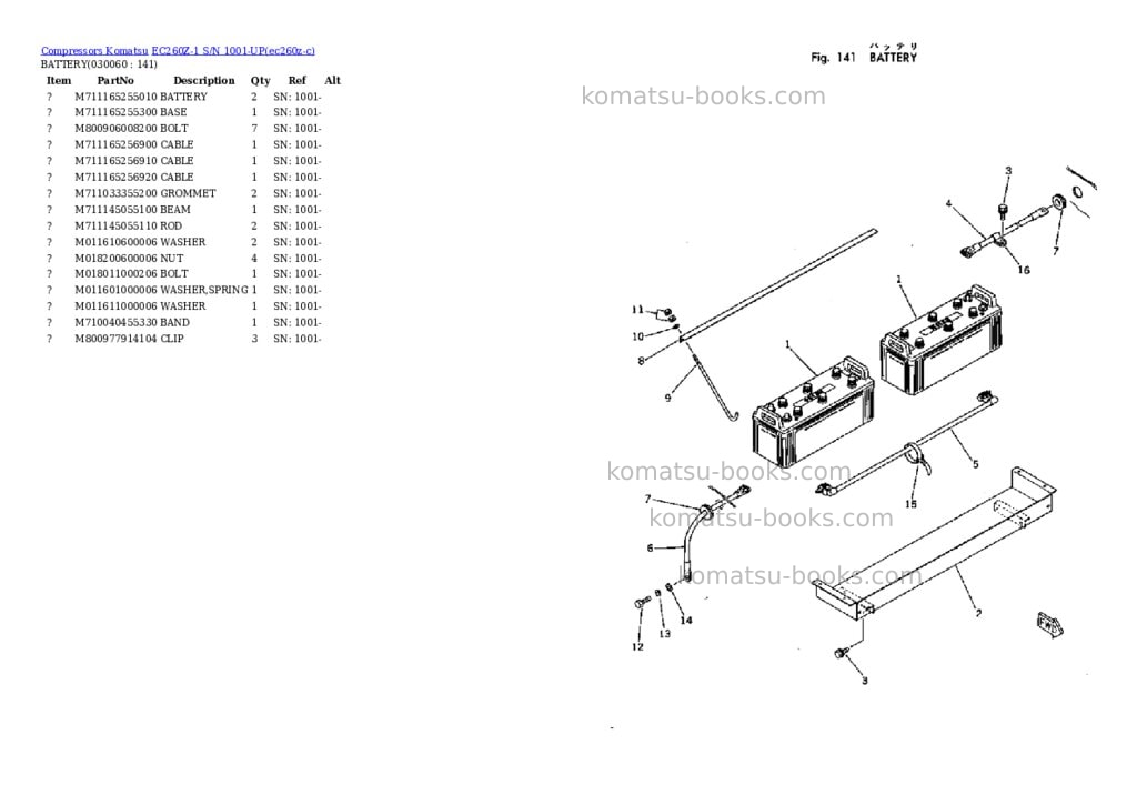Komatsu ec260z-1 s/n 1001-up Parts catalog cover Page 5