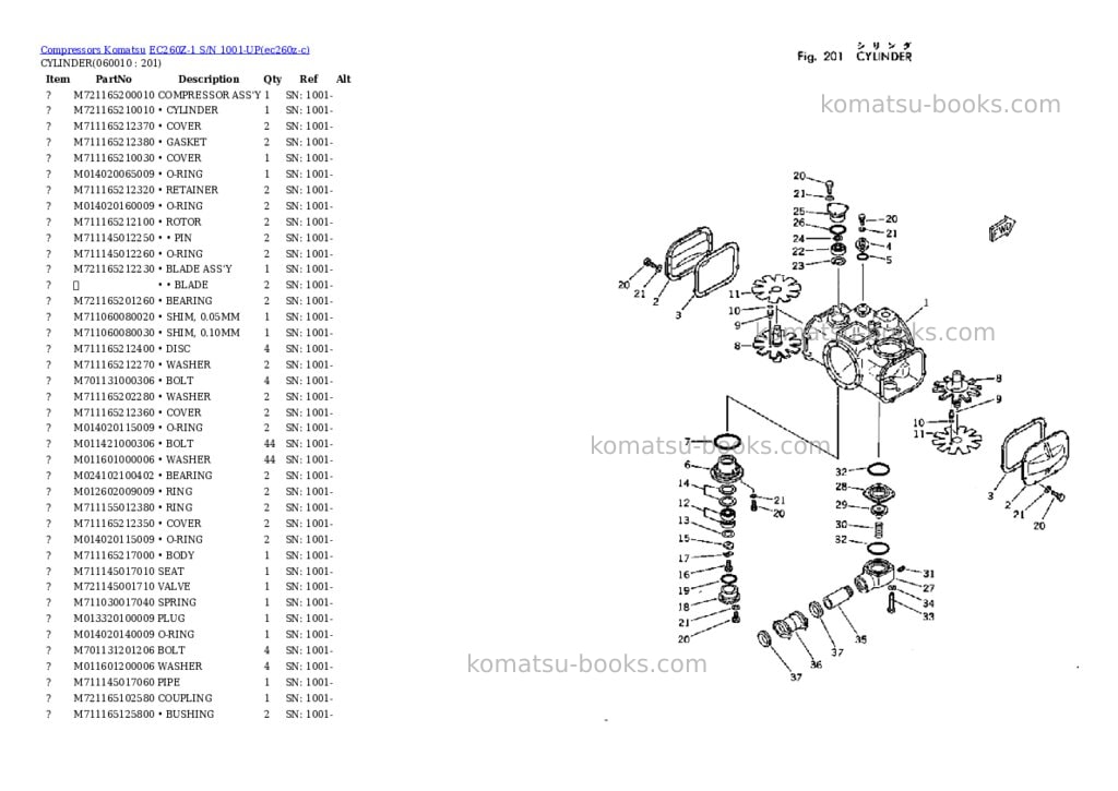 Komatsu ec260z-1 s/n 1001-up Parts catalog cover Page 8