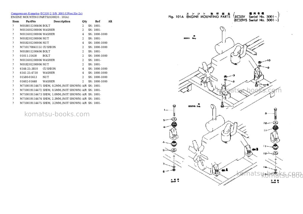 Komatsu ec35v-2 s/n 3001-up Parts catalog cover Komatsu ec35v-2 s/n 3001-up Parts catalog cover