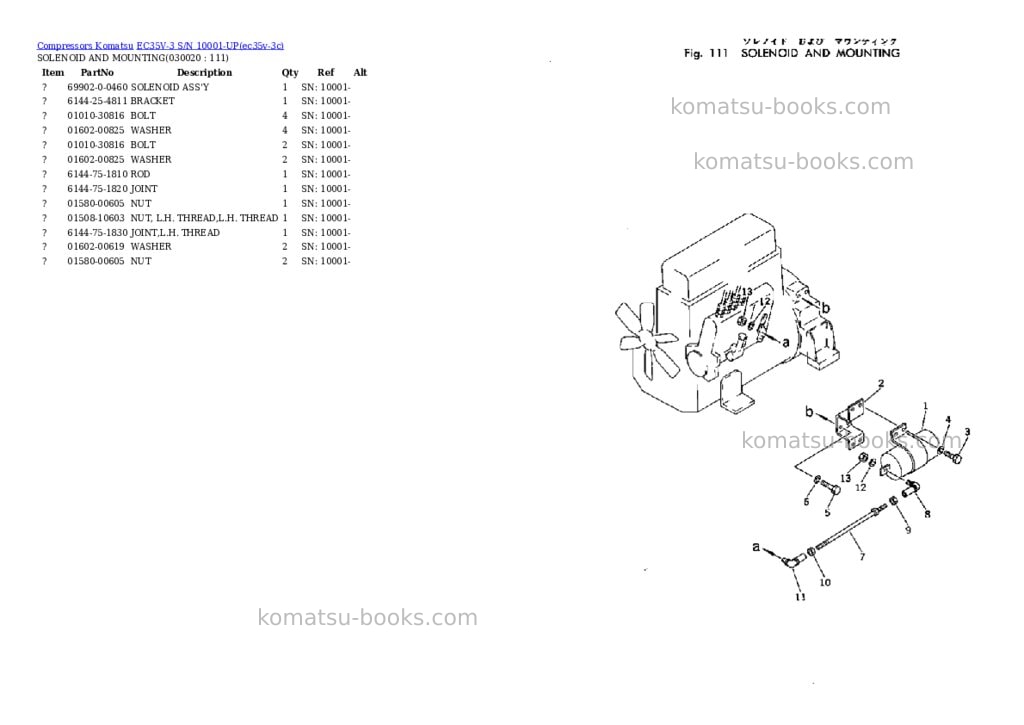 Komatsu ec35v-3 s/n 10001-up Parts catalog cover