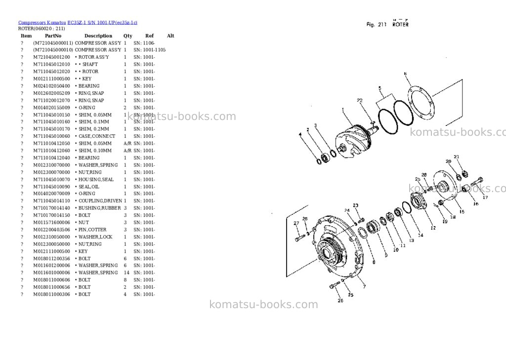 Komatsu ec35z-1 s/n 1001-up Parts catalog cover Page 8 Komatsu ec35z-1 s/n 1001-up Parts catalog cover Page 8