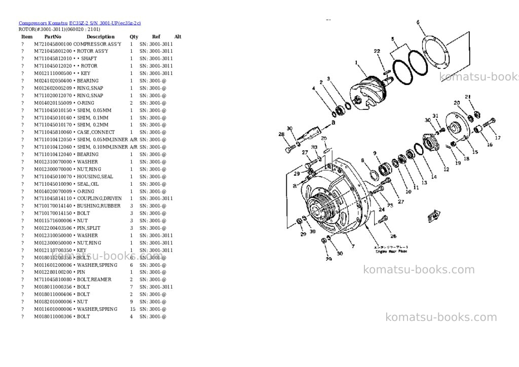 Komatsu EC35Z-2 S/N 3001-UP Parts catalog cover Komatsu EC35Z-2 S/N 3001-UP Parts catalog cover