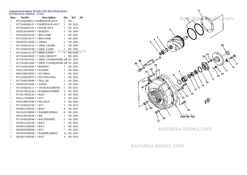 Komatsu EC35Z-2 S/N 3001-UP Parts catalog cover Page 2 Komatsu EC35Z-2 S/N 3001-UP Parts catalog cover Page 2