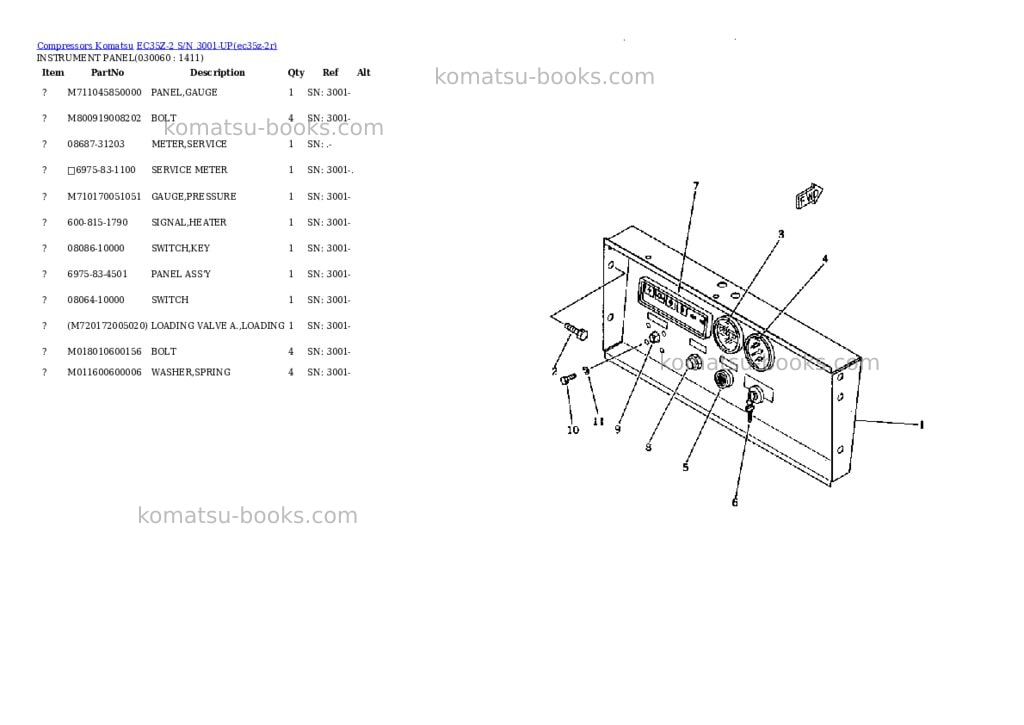 Komatsu ec35z-2 s/n 3001-up Parts catalog cover Page 5 Komatsu ec35z-2 s/n 3001-up Parts catalog cover Page 5