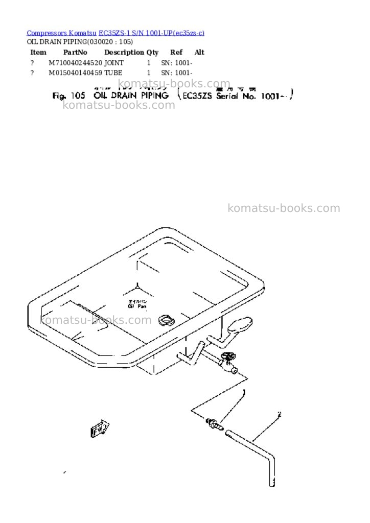 Komatsu EC35ZS-1 S/N 1001-UP Parts catalog cover Komatsu EC35ZS-1 S/N 1001-UP Parts catalog cover