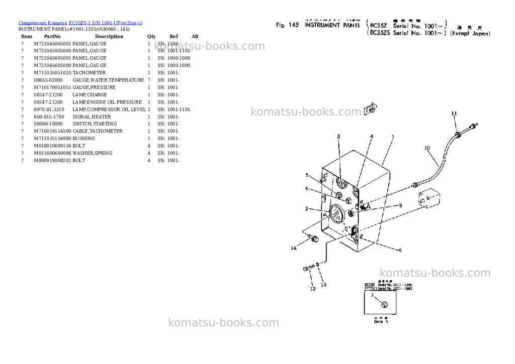 Komatsu EC35ZS-1 S/N 1001-UP Parts catalog cover Page 5 Komatsu EC35ZS-1 S/N 1001-UP Parts catalog cover Page 5