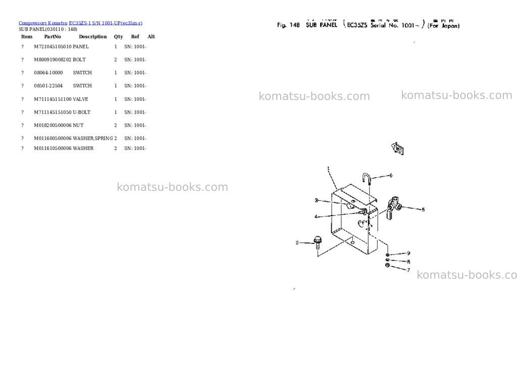 Komatsu ec35zs-1 s/n 1001-up Parts catalog cover Page 10 Komatsu ec35zs-1 s/n 1001-up Parts catalog cover Page 10