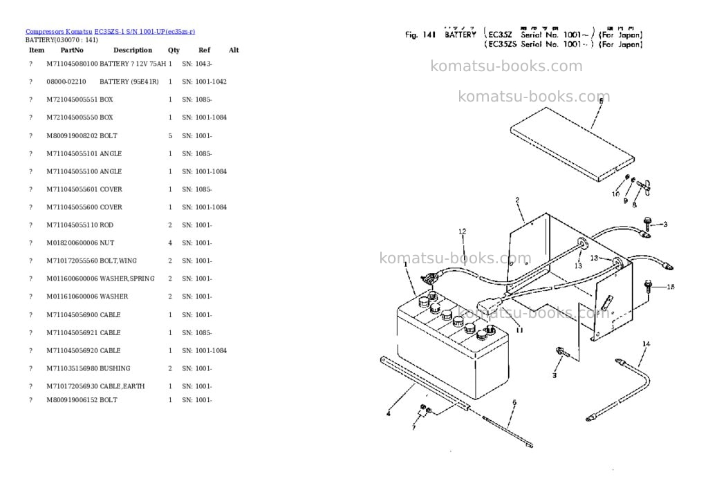 Komatsu ec35zs-1 s/n 1001-up Parts catalog cover Page 6 Komatsu ec35zs-1 s/n 1001-up Parts catalog cover Page 6