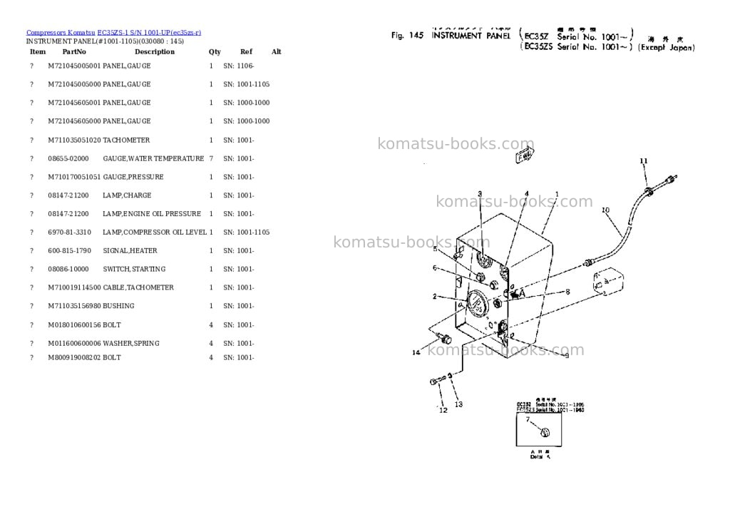 Komatsu ec35zs-1 s/n 1001-up Parts catalog cover Page 7 Komatsu ec35zs-1 s/n 1001-up Parts catalog cover Page 7