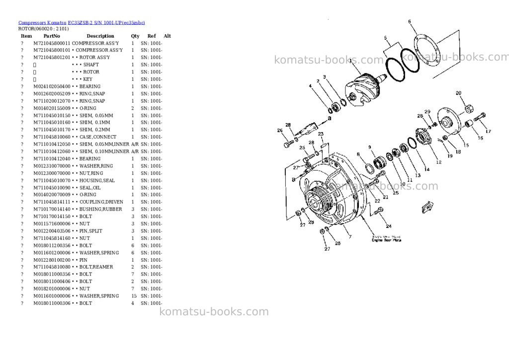 Komatsu EC35ZSB-2 S/N 1001-UP Parts catalog cover Page 7