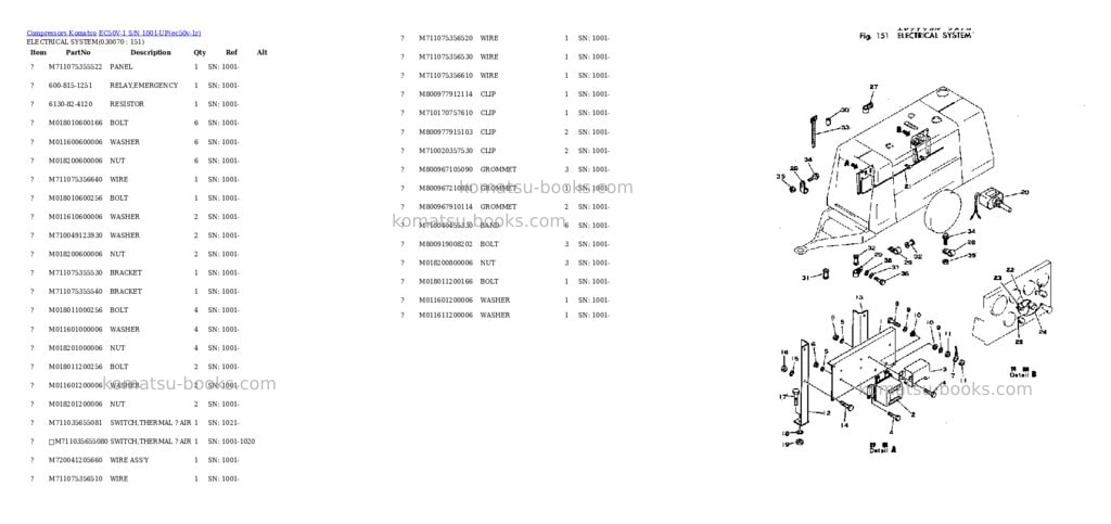 Komatsu ec50v-1 s/n 1001-up Parts catalog cover Page 6