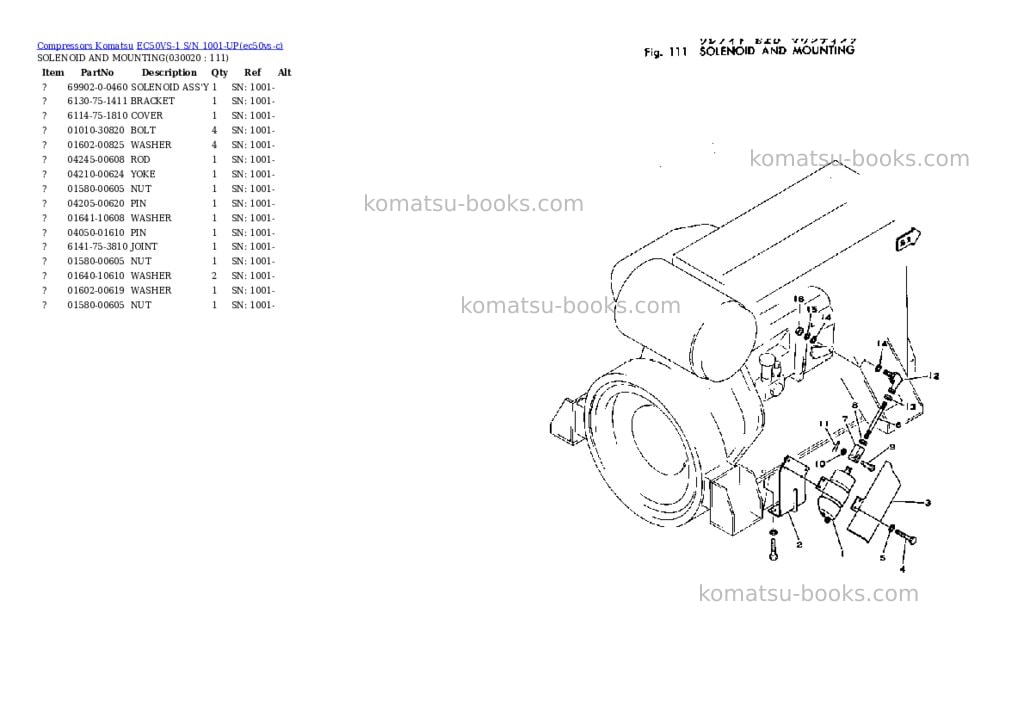 Komatsu EC50VS-1 S/N 1001-UP Parts catalog cover Komatsu EC50VS-1 S/N 1001-UP Parts catalog cover