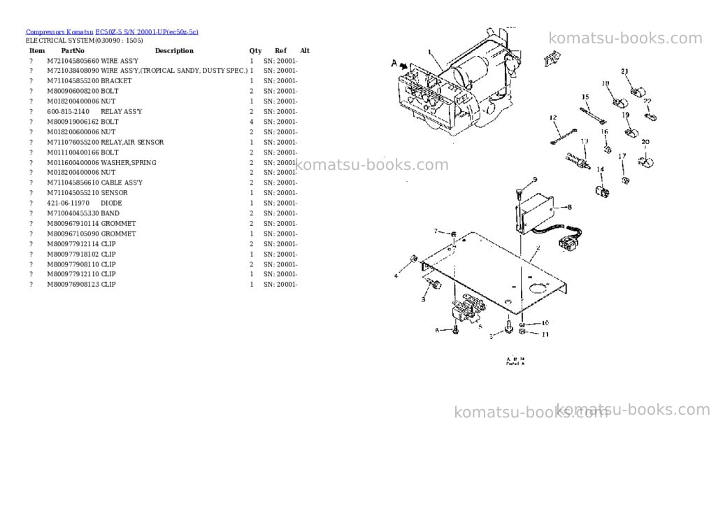Komatsu EC50Z-5 S/N 20001-UP Parts catalog cover Page 8 Komatsu EC50Z-5 S/N 20001-UP Parts catalog cover Page 8