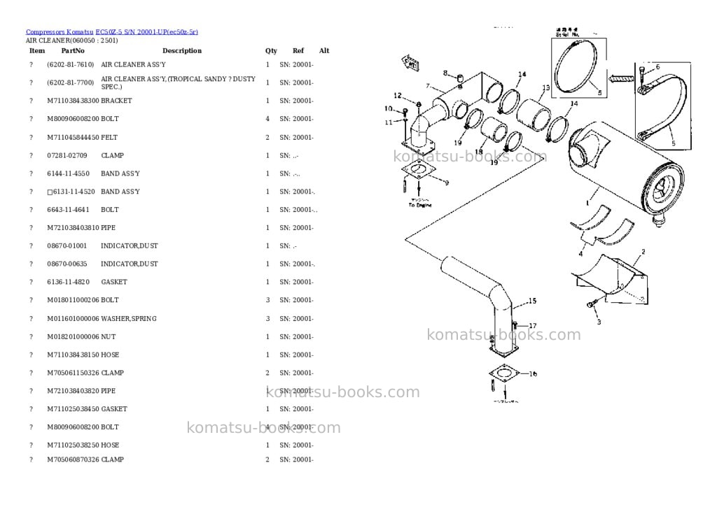 Komatsu ec50z-5 s/n 20001-up Parts catalog cover Page 10 Komatsu ec50z-5 s/n 20001-up Parts catalog cover Page 10