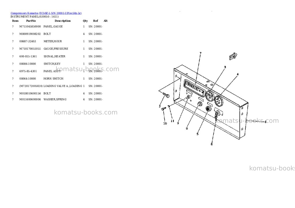 Komatsu ec50z-5 s/n 20001-up Parts catalog cover Page 4 Komatsu ec50z-5 s/n 20001-up Parts catalog cover Page 4