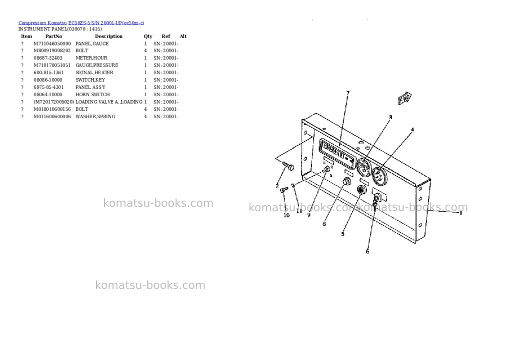 Komatsu EC50ZS-5 S/N 20001-UP Parts catalog cover Page 6 Komatsu EC50ZS-5 S/N 20001-UP Parts catalog cover Page 6
