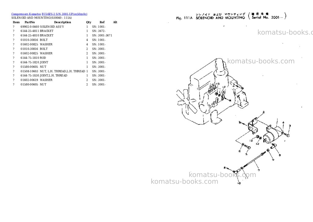 Komatsu ec50zs-2 s/n 3001-up Parts catalog cover Page 3 Komatsu ec50zs-2 s/n 3001-up Parts catalog cover Page 3