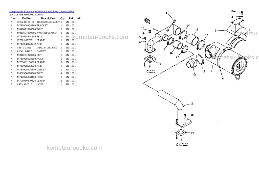 Komatsu EC50ZSB-5 S/N 1001-UP Parts catalog cover Page 10 Komatsu EC50ZSB-5 S/N 1001-UP Parts catalog cover Page 10
