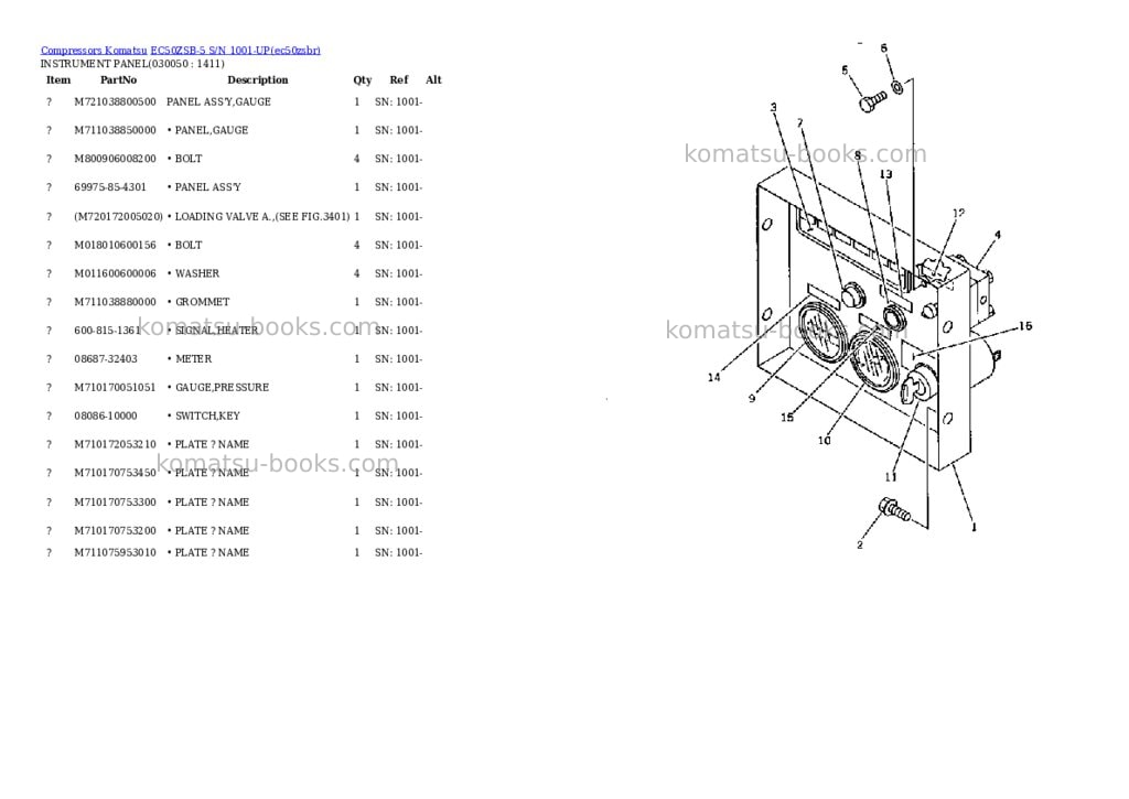 Komatsu ec50zsb-5 s/n 1001-up Parts catalog cover Page 4