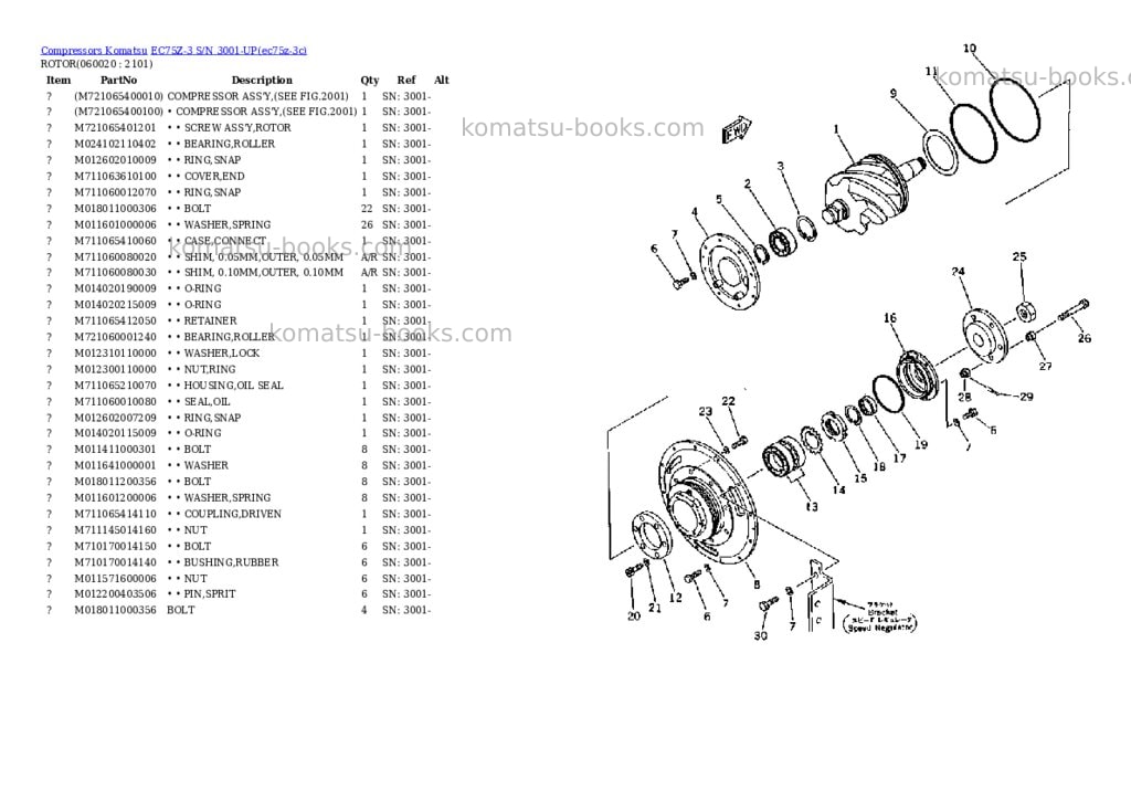 Komatsu EC75Z-3 S/N 3001-UP Parts catalog cover Page 10 Komatsu EC75Z-3 S/N 3001-UP Parts catalog cover Page 10