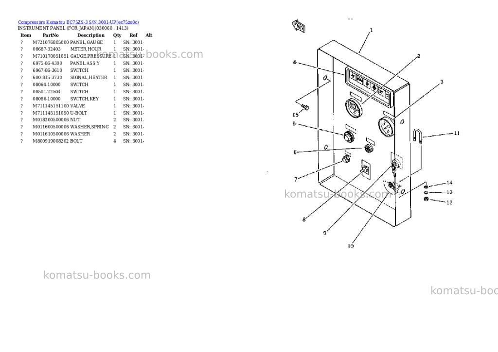 Komatsu ec75zs-3 s/n 3001-up Parts catalog cover Page 5 Komatsu ec75zs-3 s/n 3001-up Parts catalog cover Page 5