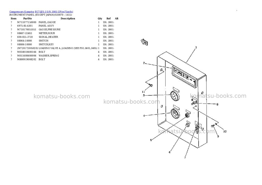 Komatsu ec75zs-3 s/n 3001-up Parts catalog cover Page 6 Komatsu ec75zs-3 s/n 3001-up Parts catalog cover Page 6