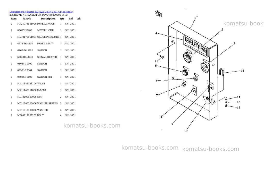 Komatsu EC75ZS-3 S/N 3001-UP Parts catalog cover Page 4 Komatsu EC75ZS-3 S/N 3001-UP Parts catalog cover Page 4