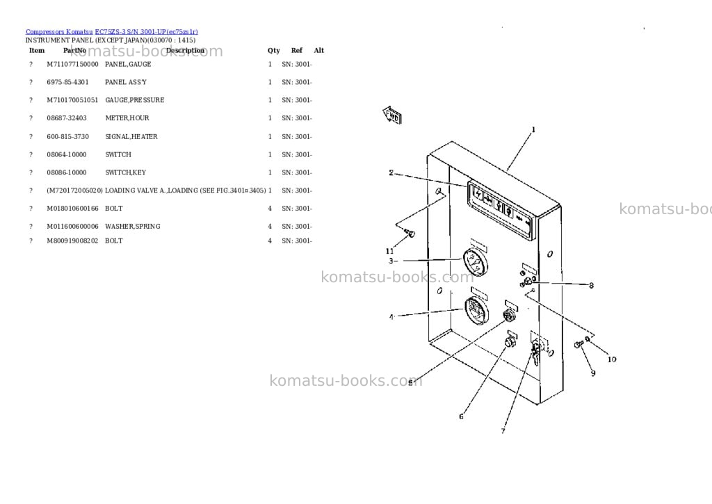 Komatsu EC75ZS-3 S/N 3001-UP Parts catalog cover Page 5 Komatsu EC75ZS-3 S/N 3001-UP Parts catalog cover Page 5