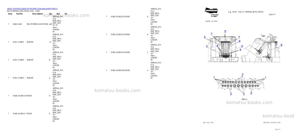 Komatsu DX300LC-Demolition Parts catalog cover Page 10 Komatsu DX300LC-Demolition Parts catalog cover Page 10