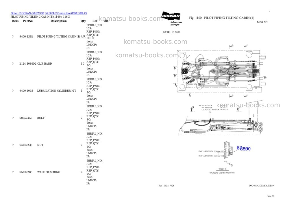 Komatsu DX300LC-Demolition Parts catalog cover Page 7 Komatsu DX300LC-Demolition Parts catalog cover Page 7