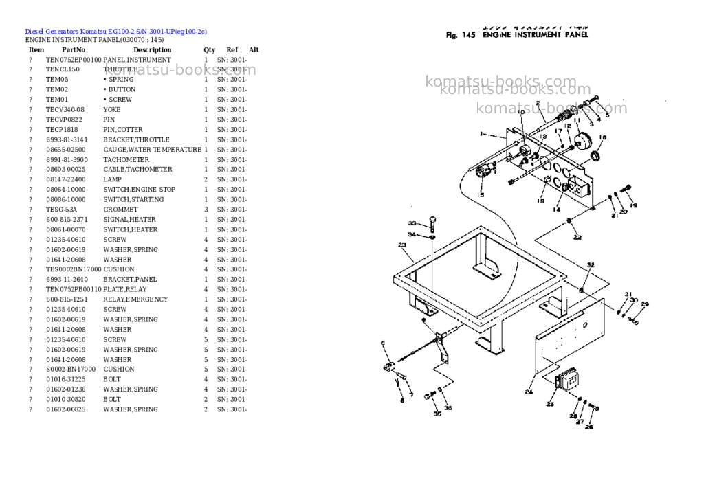 Komatsu eg100-2 s/n 3001-up Parts catalog cover Page 6 Komatsu eg100-2 s/n 3001-up Parts catalog cover Page 6