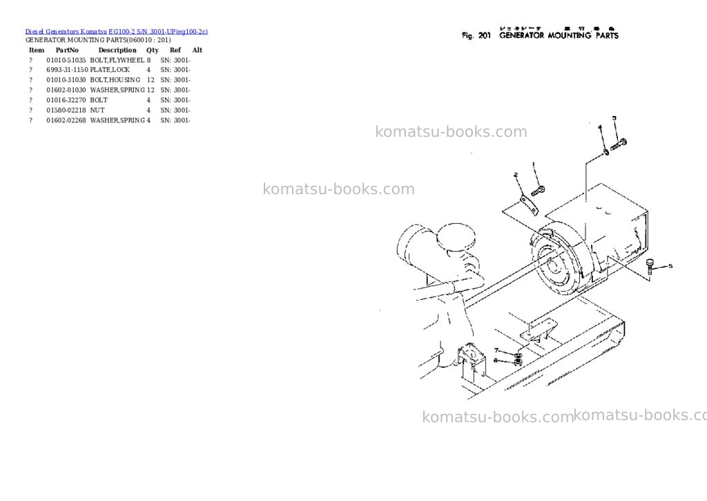 Komatsu eg100-2 s/n 3001-up Parts catalog cover Page 8 Komatsu eg100-2 s/n 3001-up Parts catalog cover Page 8