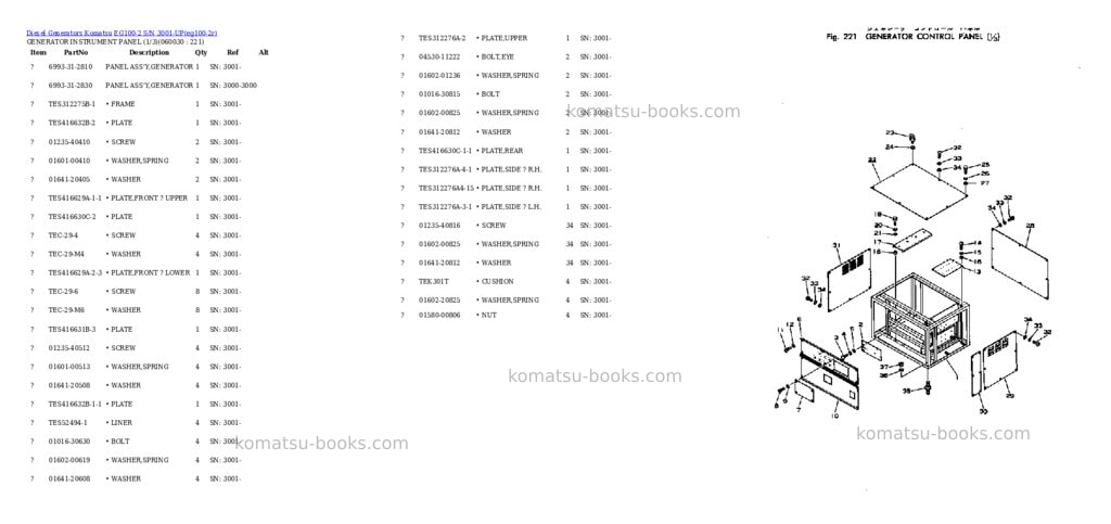 Komatsu EG100-2 S/N 3001-UP Parts catalog cover Page 10 Komatsu EG100-2 S/N 3001-UP Parts catalog cover Page 10