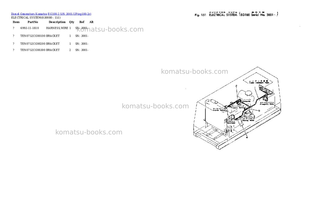Komatsu EG100-2 S/N 3001-UP Parts catalog cover Page 7 Komatsu EG100-2 S/N 3001-UP Parts catalog cover Page 7