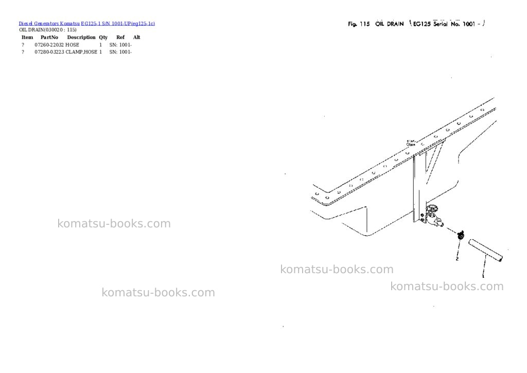 Komatsu eg125-1 s/n 1001-up Parts catalog cover