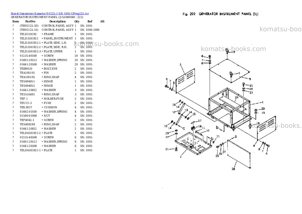 Komatsu eg125-1 s/n 1001-up Parts catalog cover Page 10