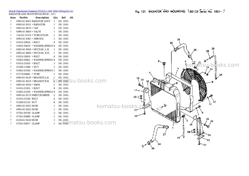 Komatsu eg125-1 s/n 1001-up Parts catalog cover Page 2