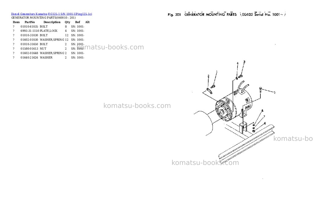 Komatsu eg125-1 s/n 1001-up Parts catalog cover Page 7