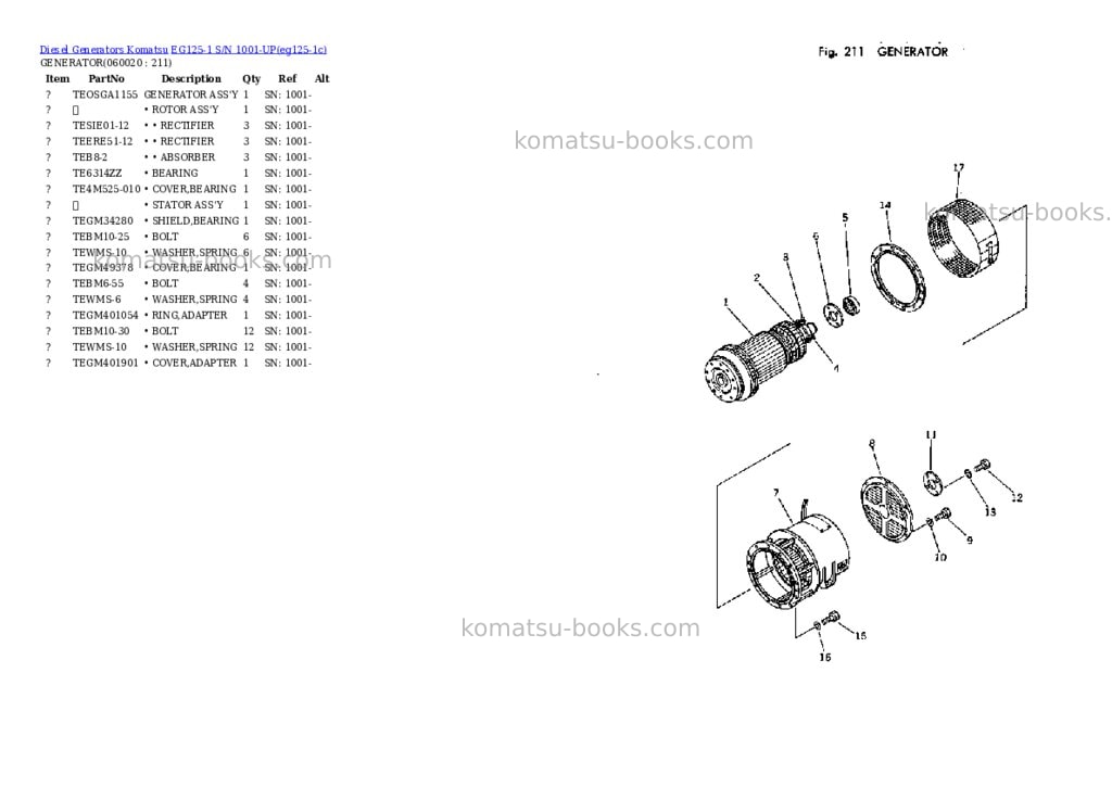 Komatsu eg125-1 s/n 1001-up Parts catalog cover Page 8