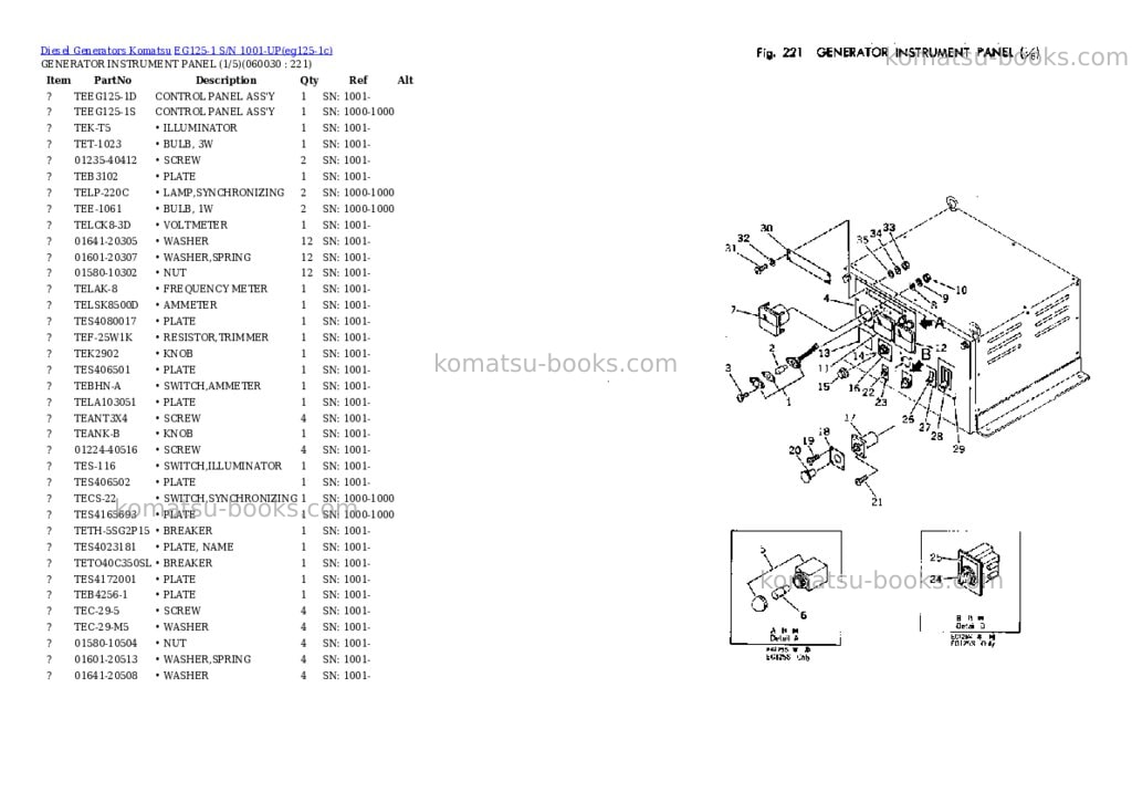 Komatsu eg125-1 s/n 1001-up Parts catalog cover Page 9