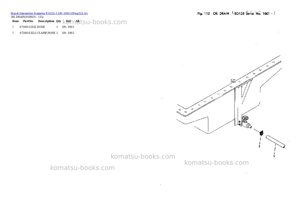 Komatsu EG125-1 S/N 1001-UP Parts catalog cover Komatsu EG125-1 S/N 1001-UP Parts catalog cover