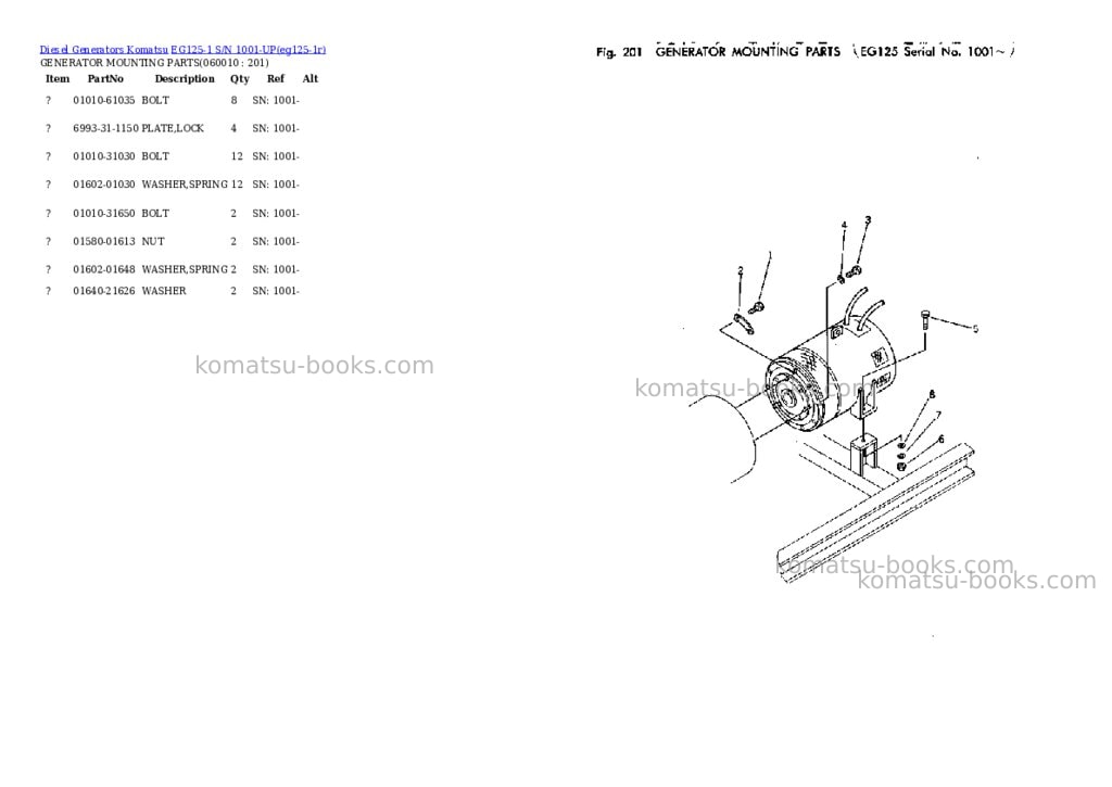 Komatsu EG125-1 S/N 1001-UP Parts catalog cover Page 7 Komatsu EG125-1 S/N 1001-UP Parts catalog cover Page 7